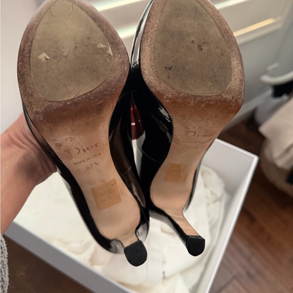 Dior Miss Dior Patent Black Peep-Toe Heels - Picture 4 of 5